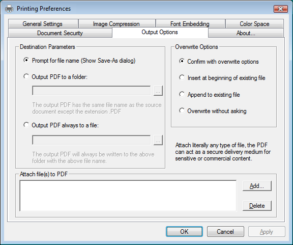 Output Options